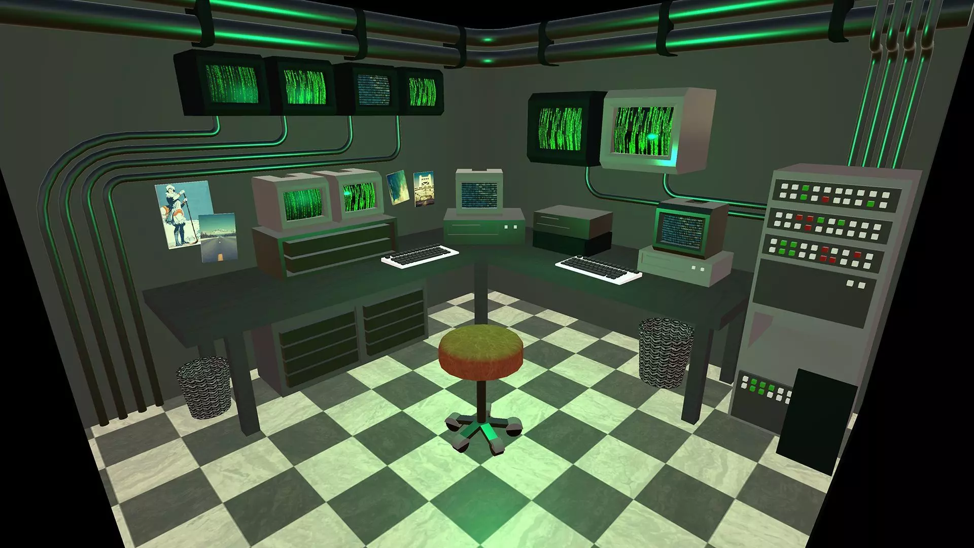 Hacker Room Low-poly 3D model_0