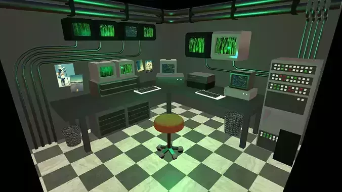 Hacker Room Low-poly 3D model