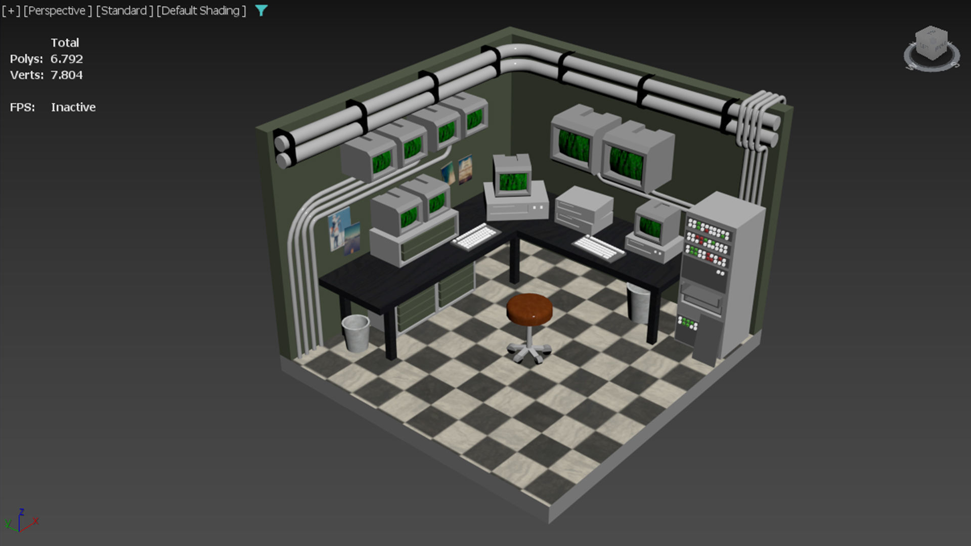 Hacker Room Low-poly 3D model_3