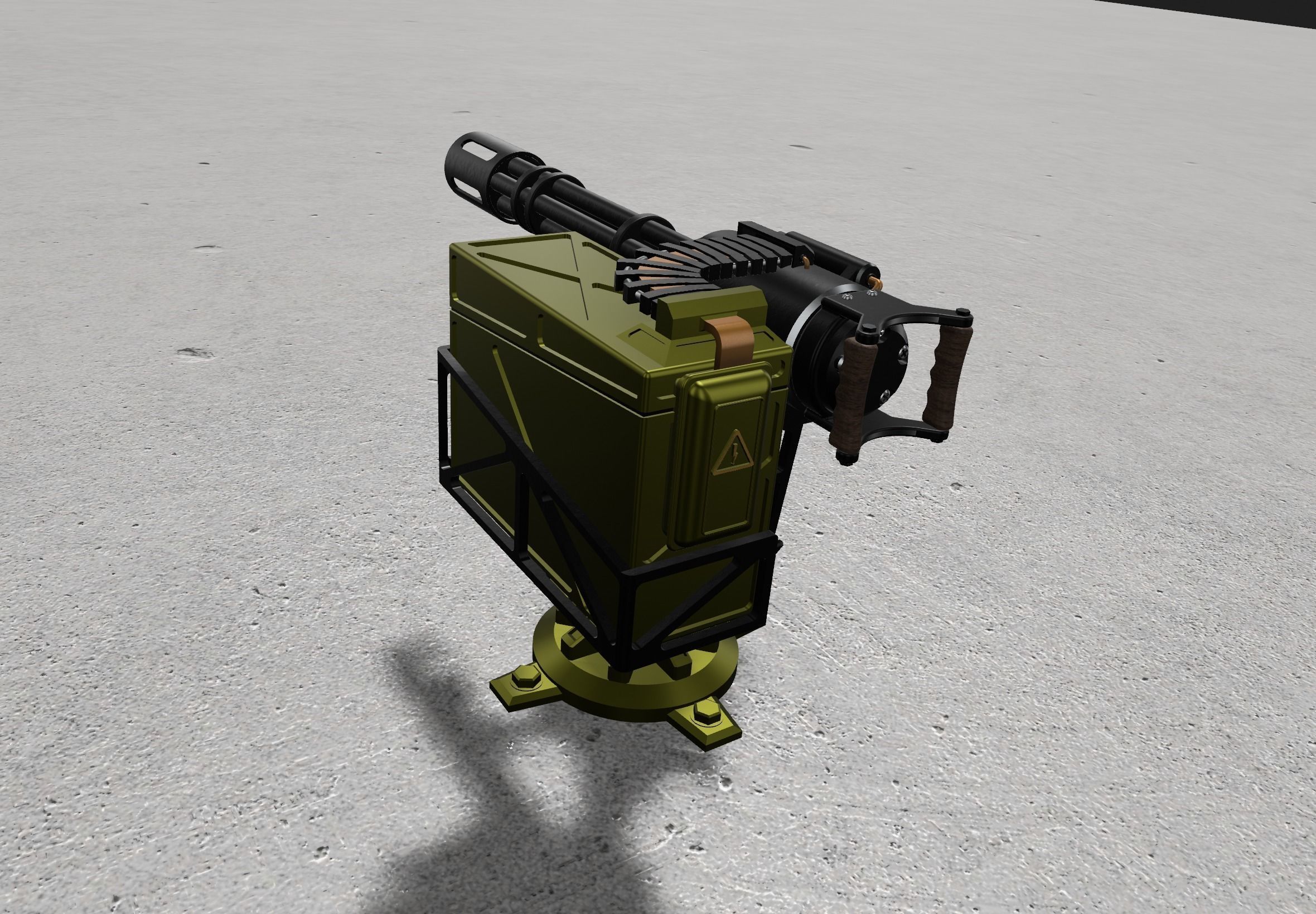 3D Minigun Vulcan model with Gun Base Stand 3D print model_3