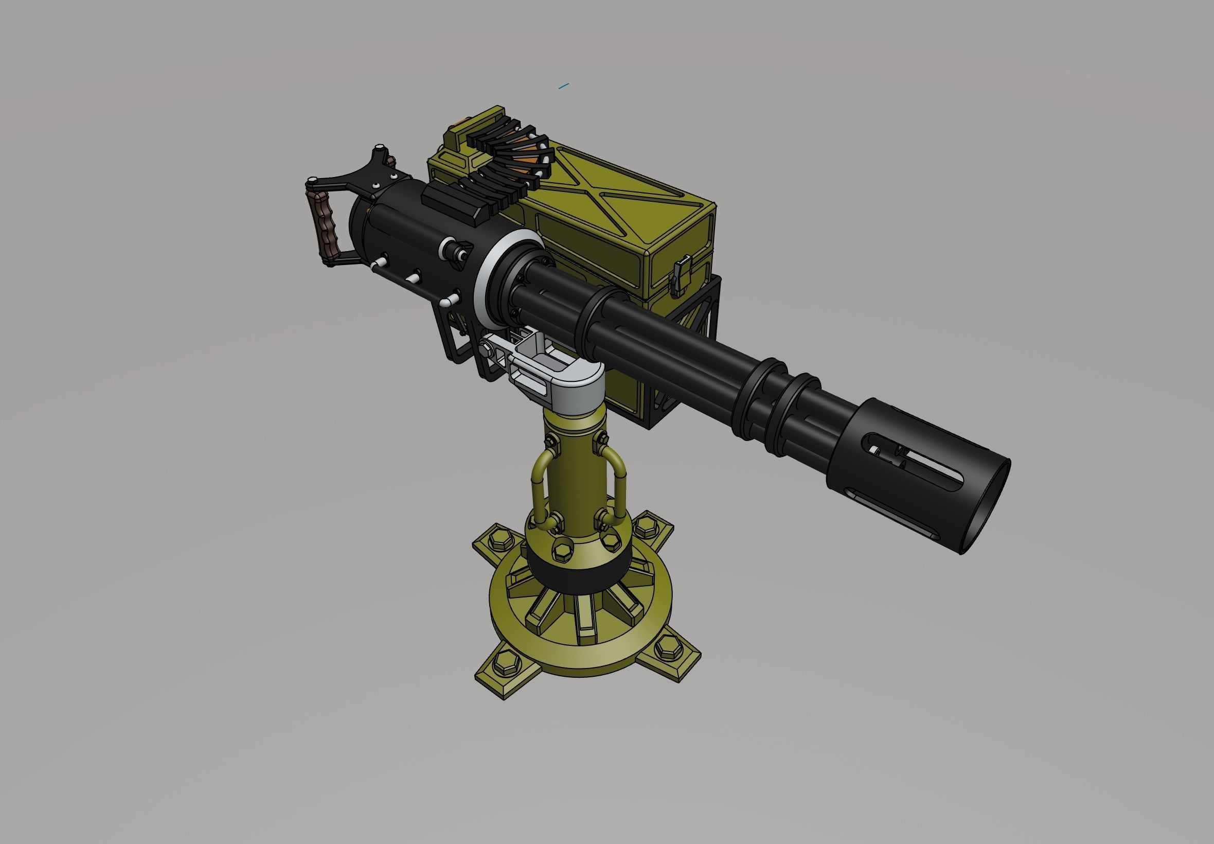 3D Minigun Vulcan model with Gun Base Stand 3D print model_7