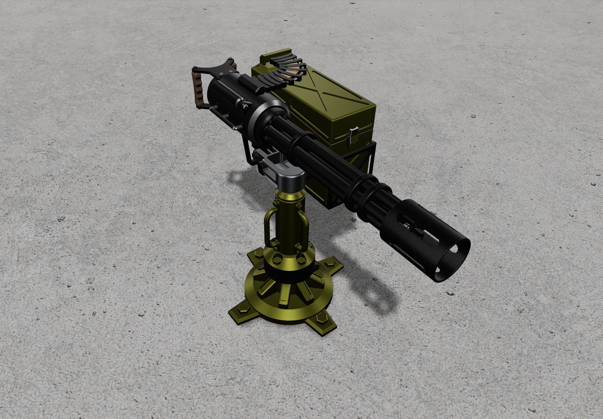 3D Minigun Vulcan model with Gun Base Stand 3D print model_1