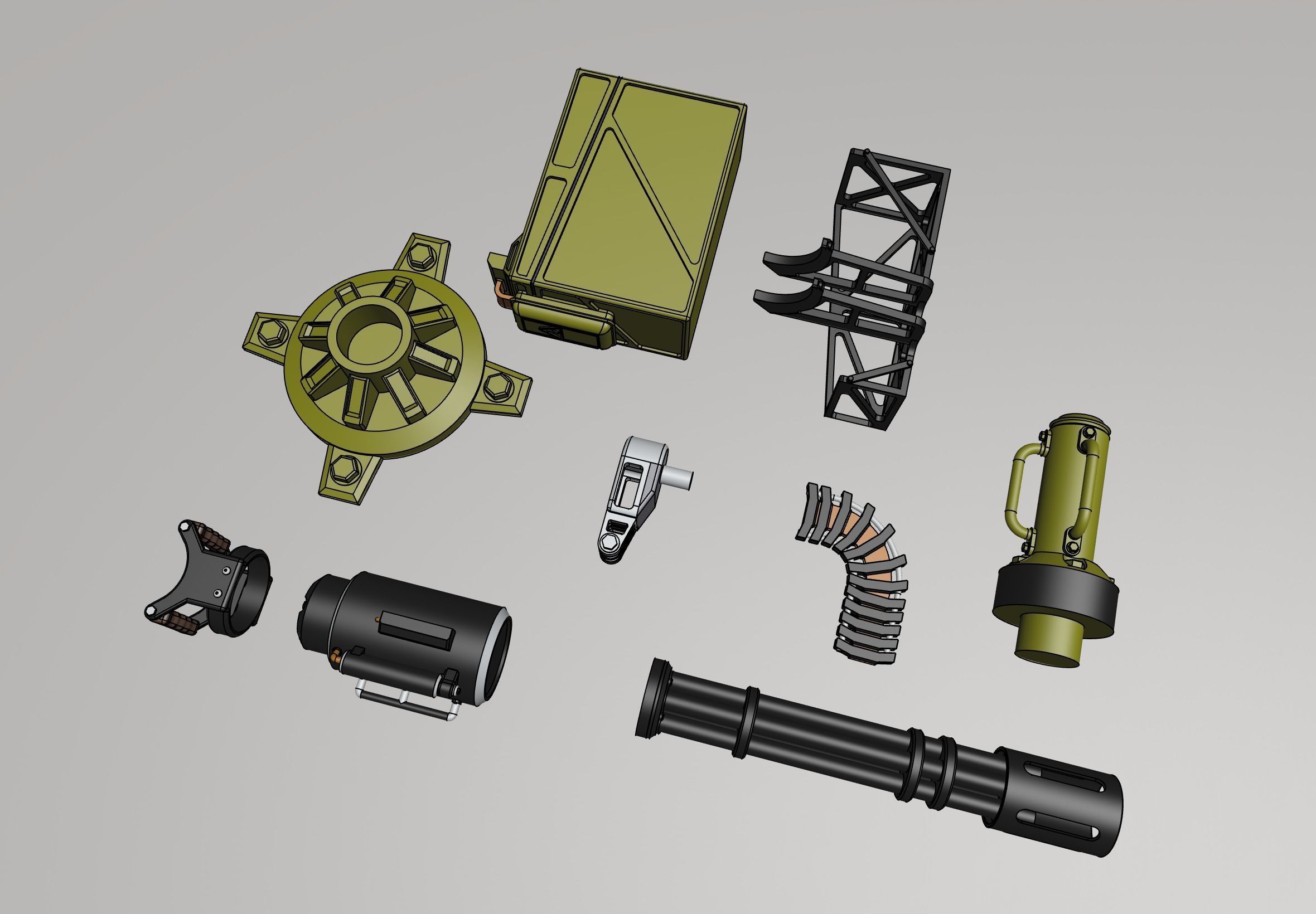 3D Minigun Vulcan model with Gun Base Stand 3D print model_10