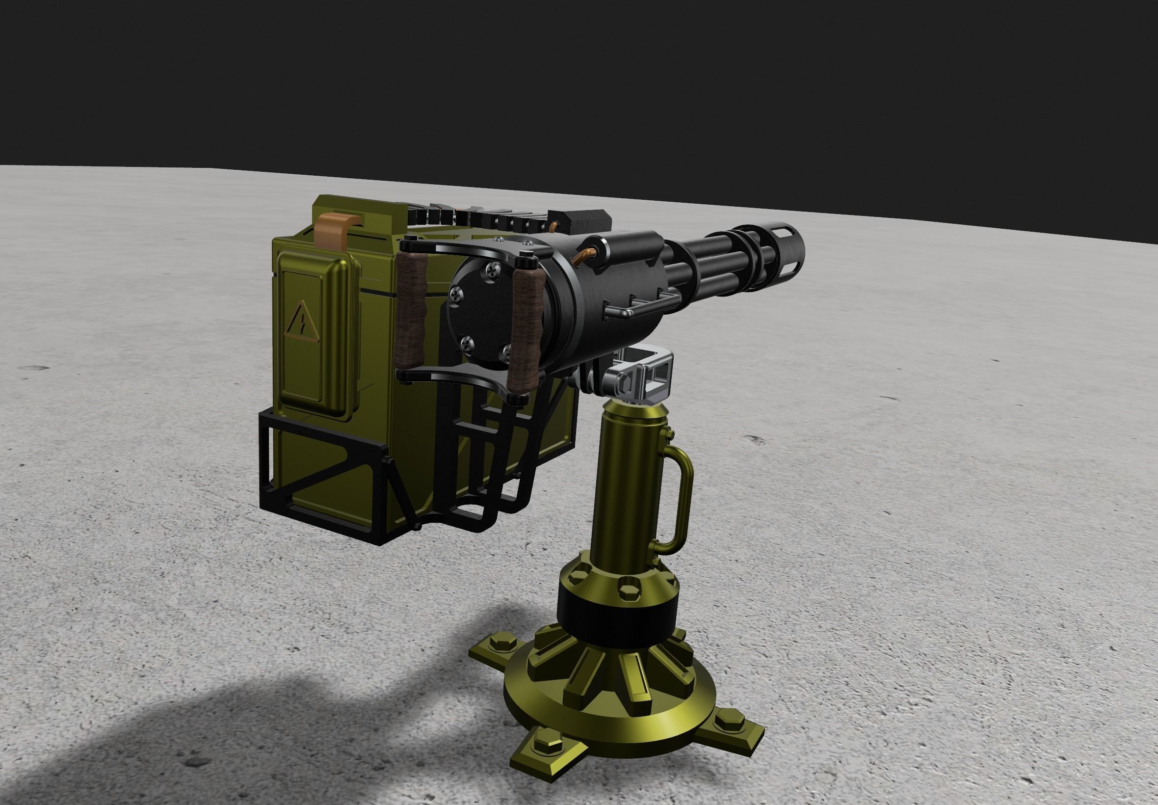 3D Minigun Vulcan model with Gun Base Stand 3D print model_4