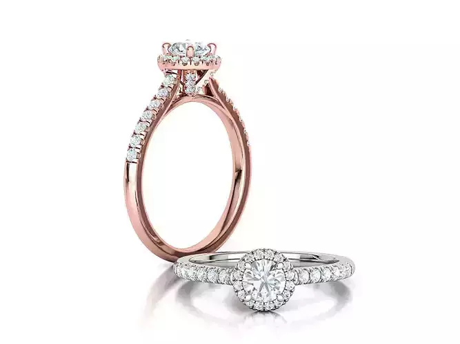 Grace Round Halo Engagement  Ring 40 pointer diamond v2  3D print model