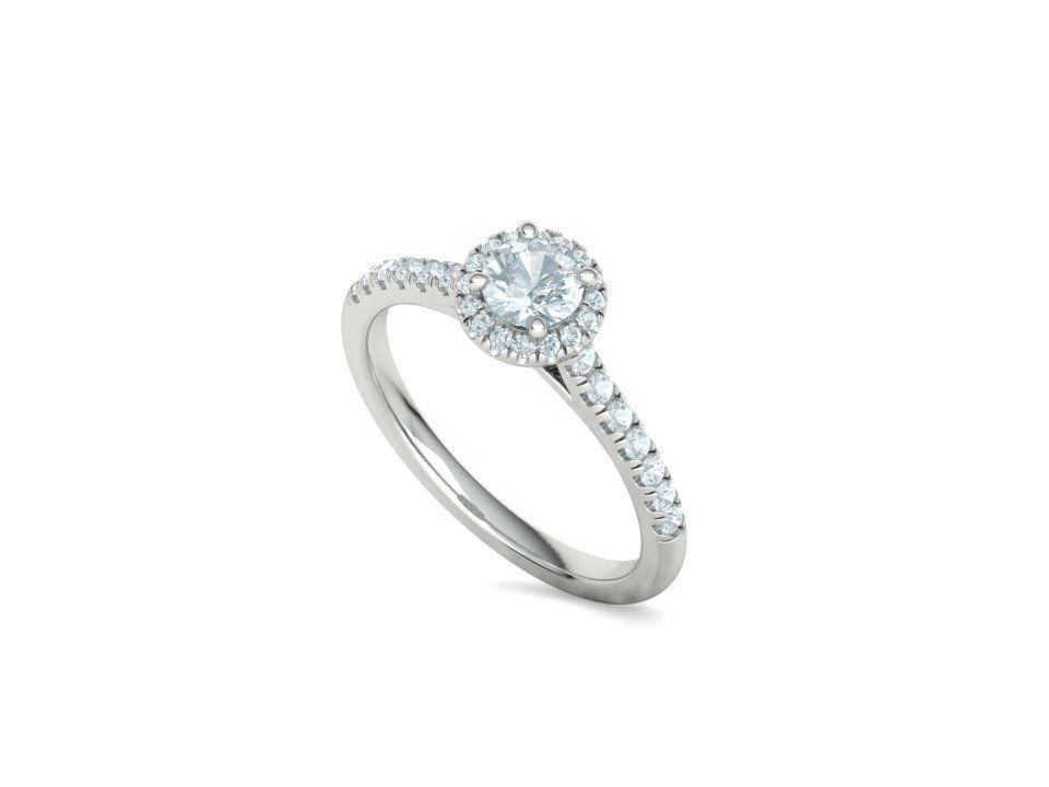 Grace Round Halo Engagement Ring 40 pointer diamond v2 3D model 3D