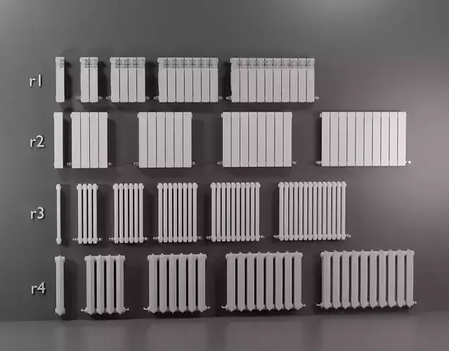 Set of radiators for heating Low-poly 3D model