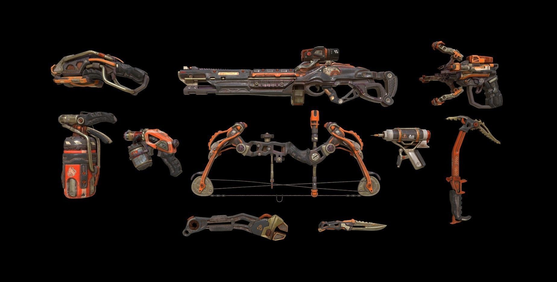 Game-Ready Sci-Fi Weapons Bundle Low-poly 3D model_10