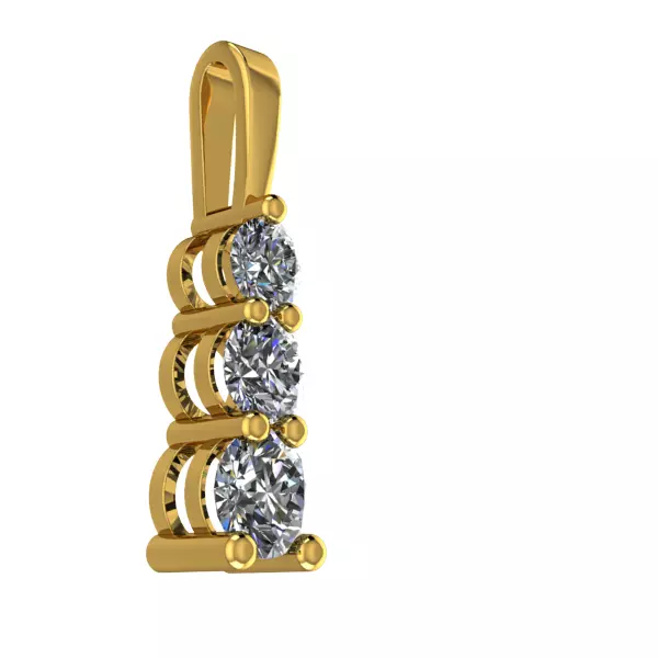 3 Stone Necklace Roundcut Pendant Past Present Future Jewelry 3D print model