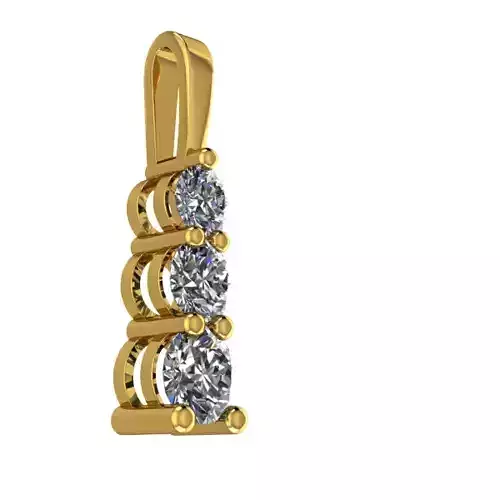 3 Stone  Necklace  Roundcut Pendant  Past Present Future Jewelry