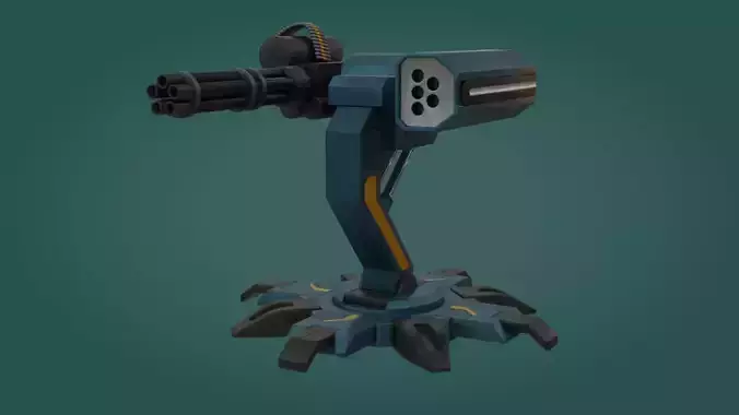 Sci-fi Turret - Low Poly - Game Ready - PBR