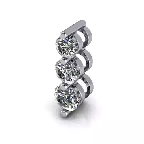 Three Stone Drop Diamond Pendant Necklace Charm Gift for her 3D print model