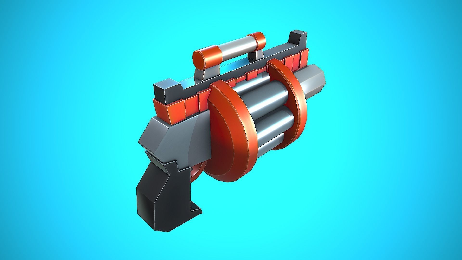 DOUBLE GRENADE LAUNCHER GUN CARTOON STYLIZED Low-poly 3D model_18