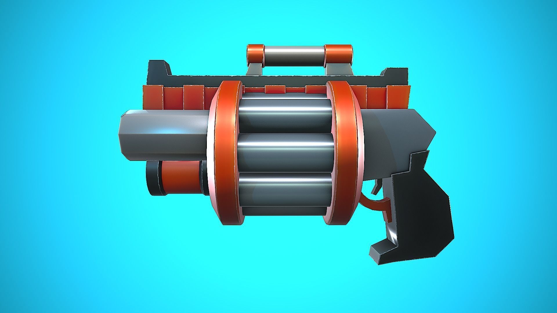 DOUBLE GRENADE LAUNCHER GUN CARTOON STYLIZED Low-poly 3D model_24