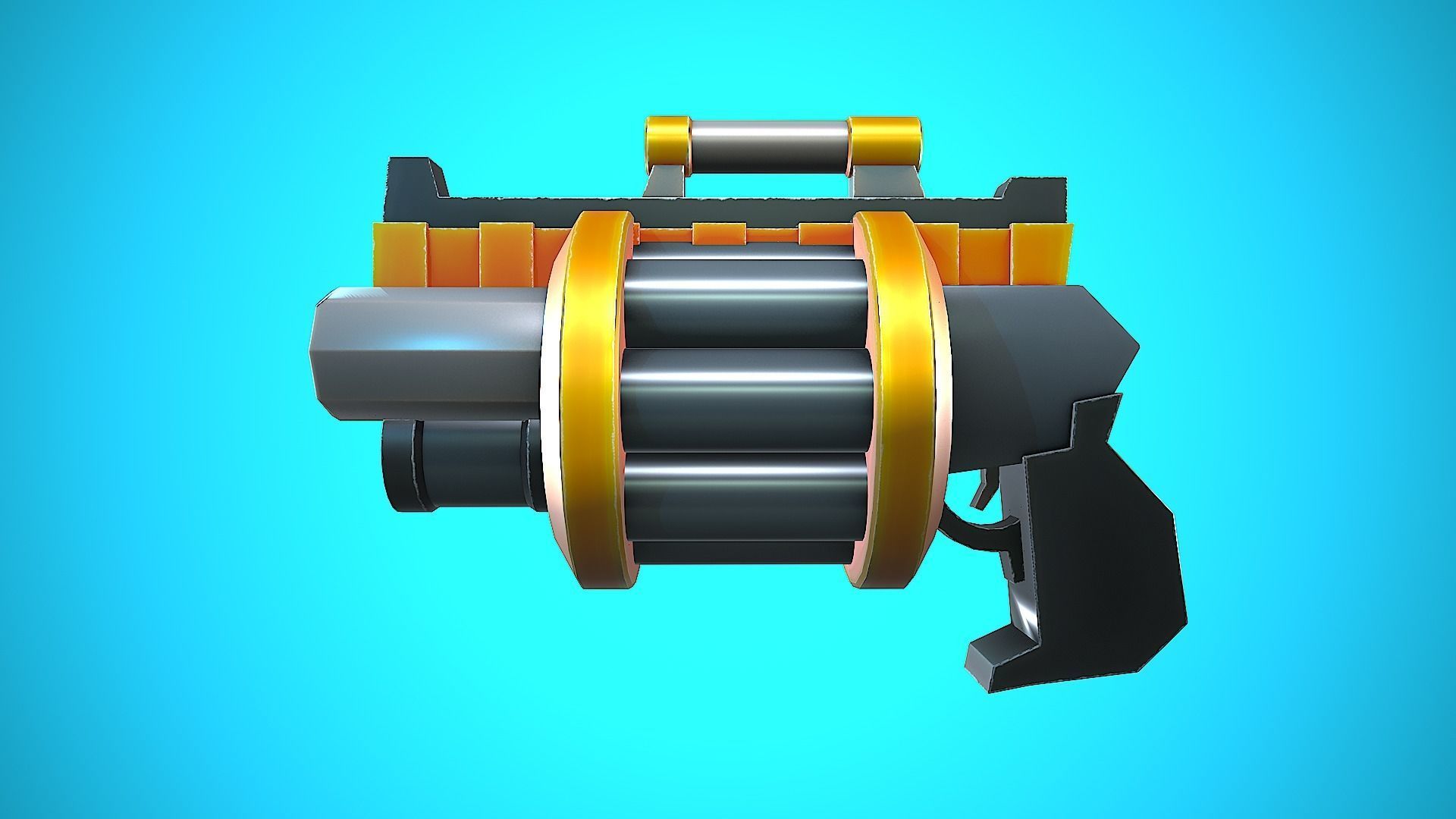 DOUBLE GRENADE LAUNCHER GUN CARTOON STYLIZED Low-poly 3D model_22