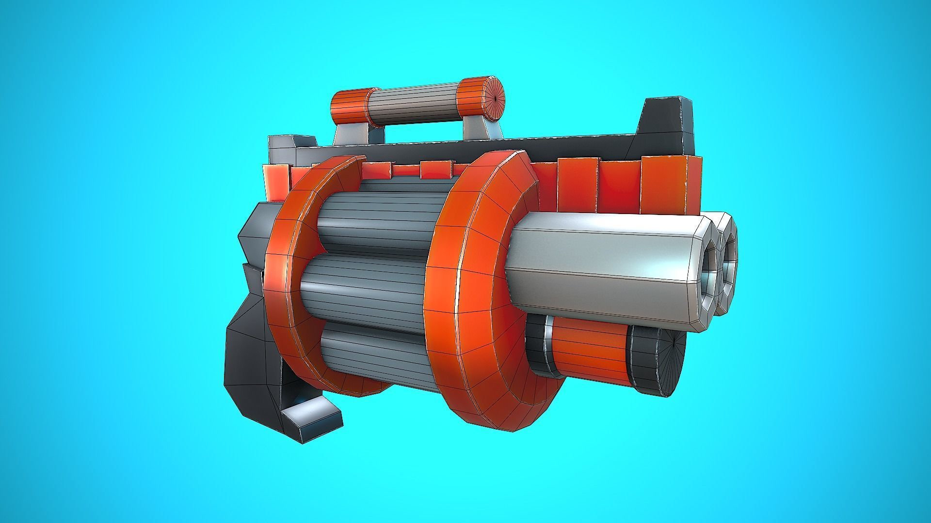 DOUBLE GRENADE LAUNCHER GUN CARTOON STYLIZED Low-poly 3D model_12