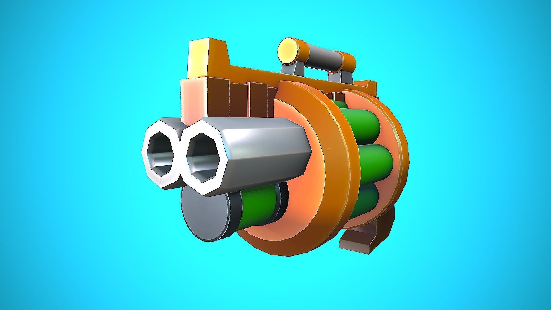 DOUBLE GRENADE LAUNCHER GUN CARTOON STYLIZED Low-poly 3D model_26