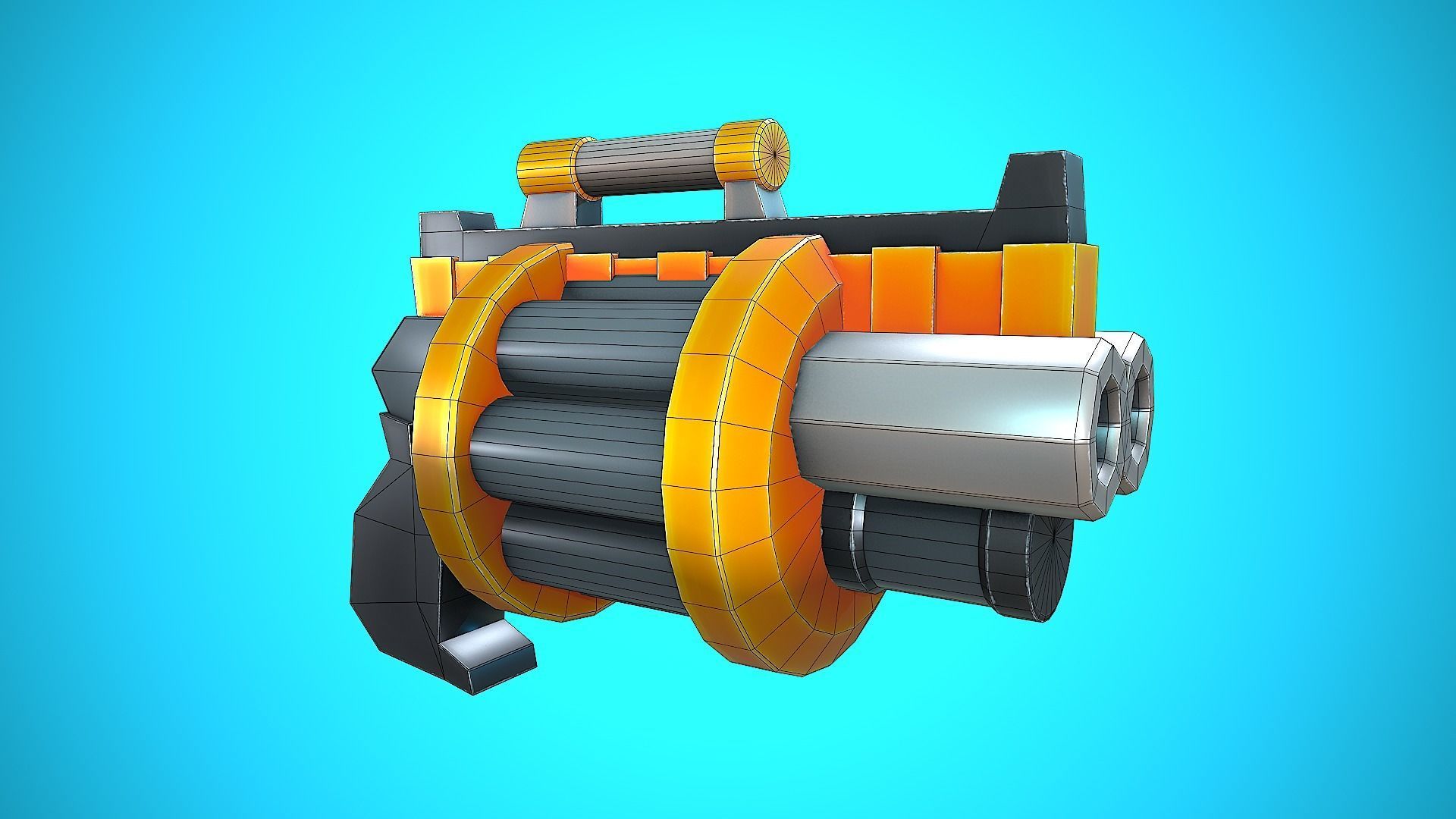 DOUBLE GRENADE LAUNCHER GUN CARTOON STYLIZED Low-poly 3D model_8
