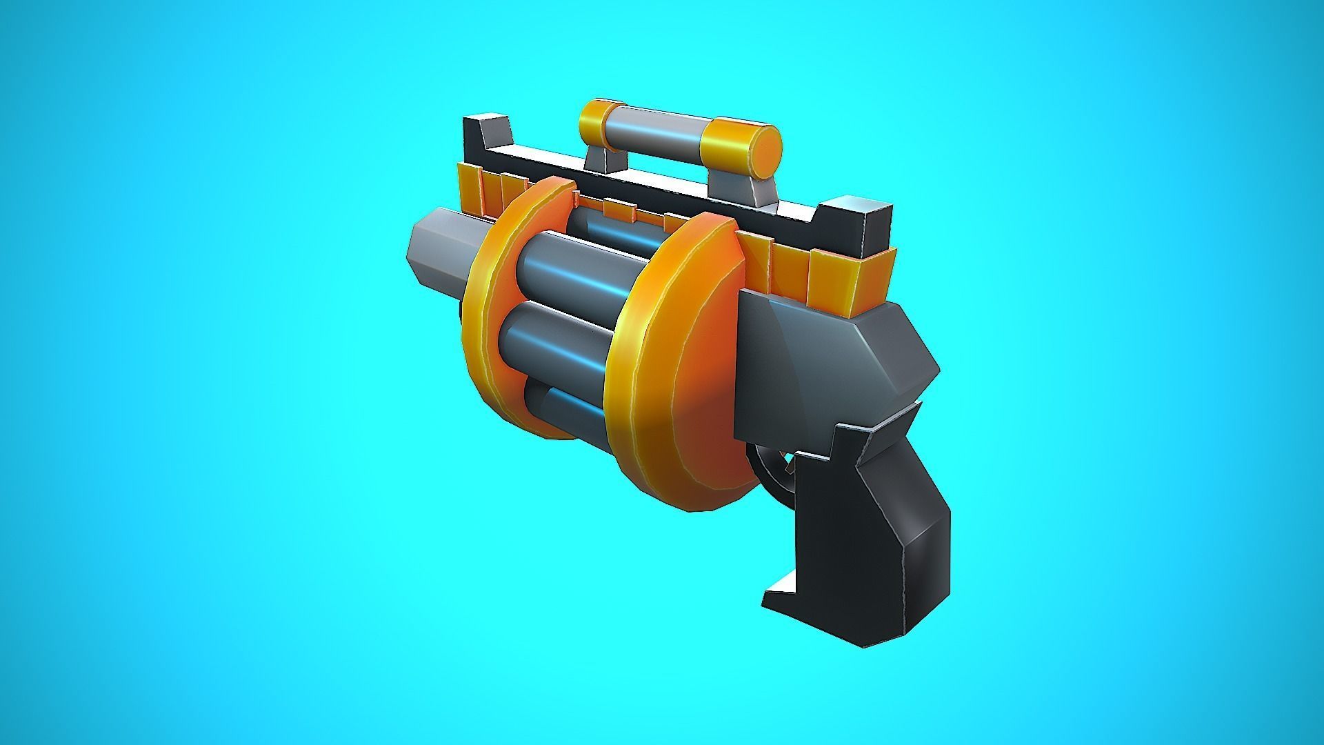DOUBLE GRENADE LAUNCHER GUN CARTOON STYLIZED Low-poly 3D model_19