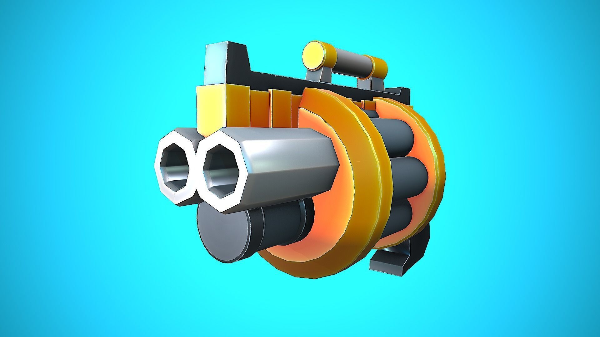 DOUBLE GRENADE LAUNCHER GUN CARTOON STYLIZED Low-poly 3D model_25