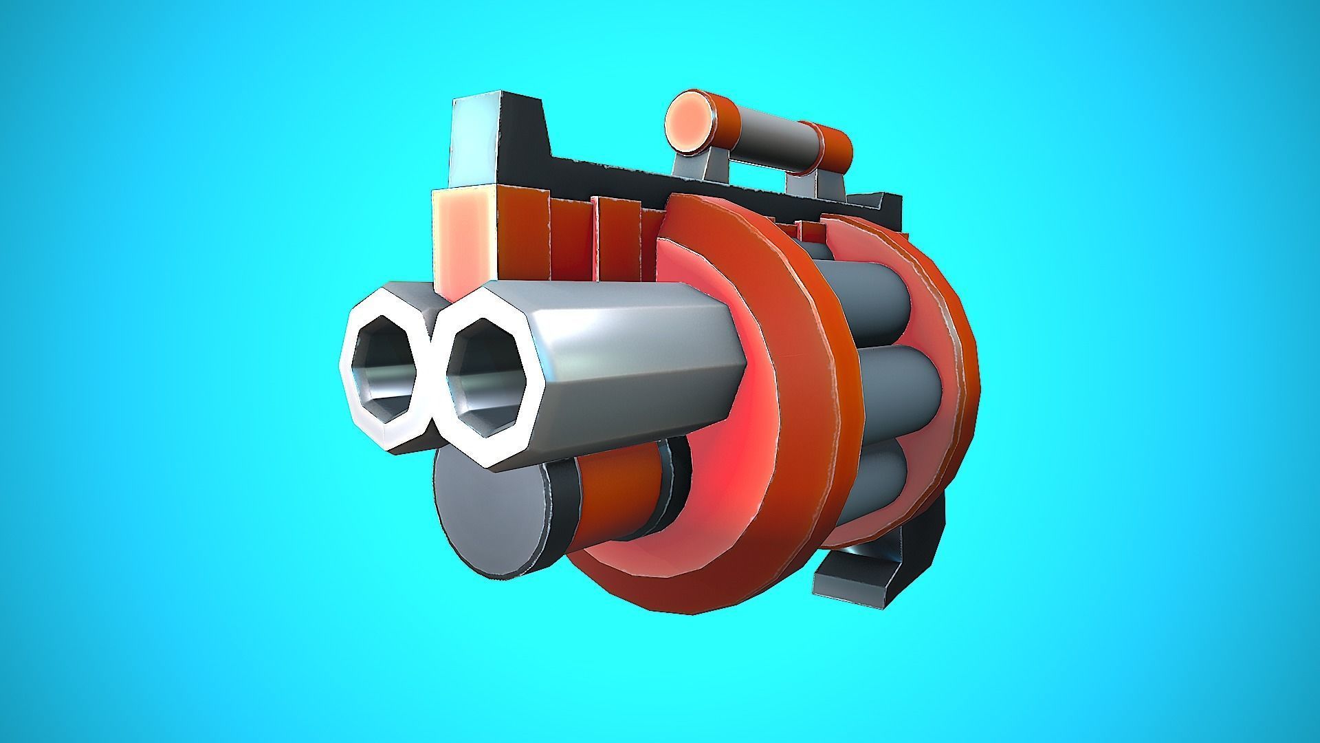DOUBLE GRENADE LAUNCHER GUN CARTOON STYLIZED Low-poly 3D model_27