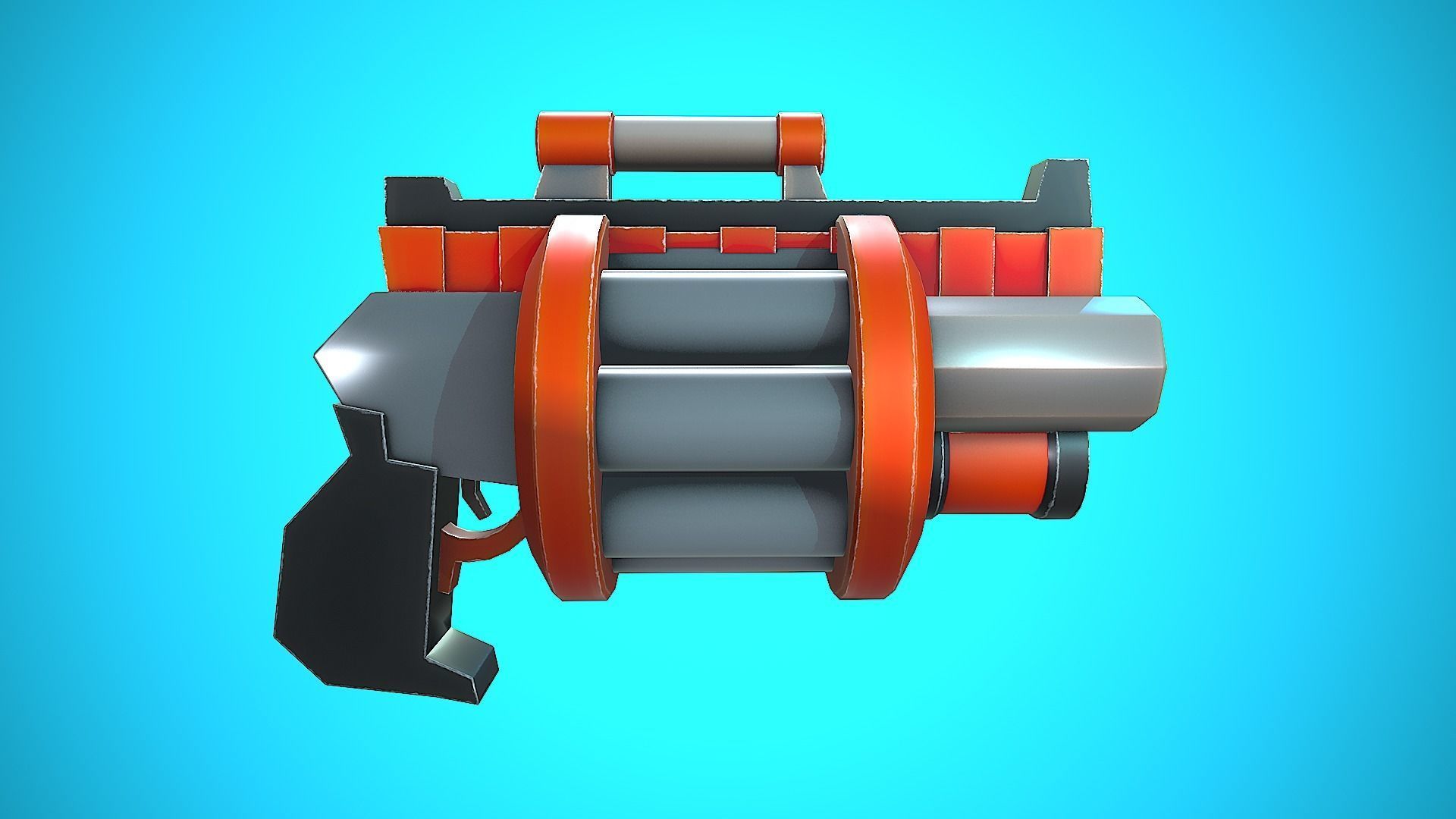 DOUBLE GRENADE LAUNCHER GUN CARTOON STYLIZED Low-poly 3D model_15