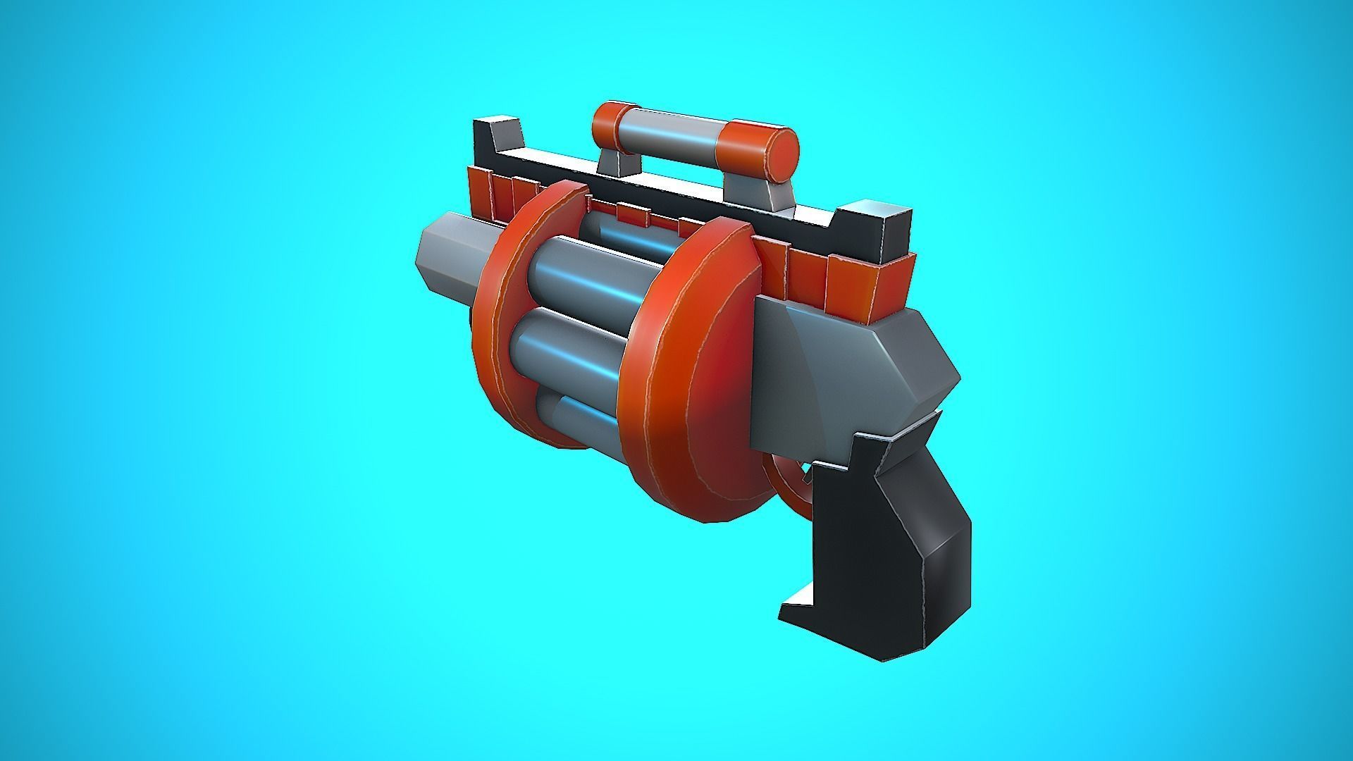 DOUBLE GRENADE LAUNCHER GUN CARTOON STYLIZED Low-poly 3D model_21