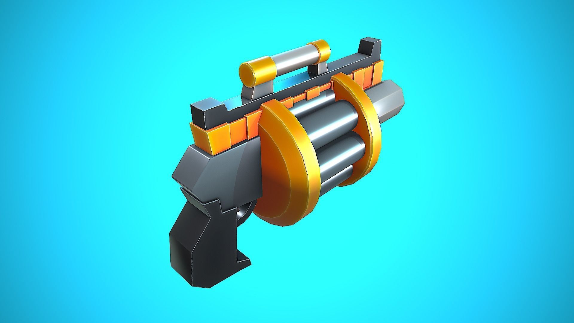 DOUBLE GRENADE LAUNCHER GUN CARTOON STYLIZED Low-poly 3D model_16