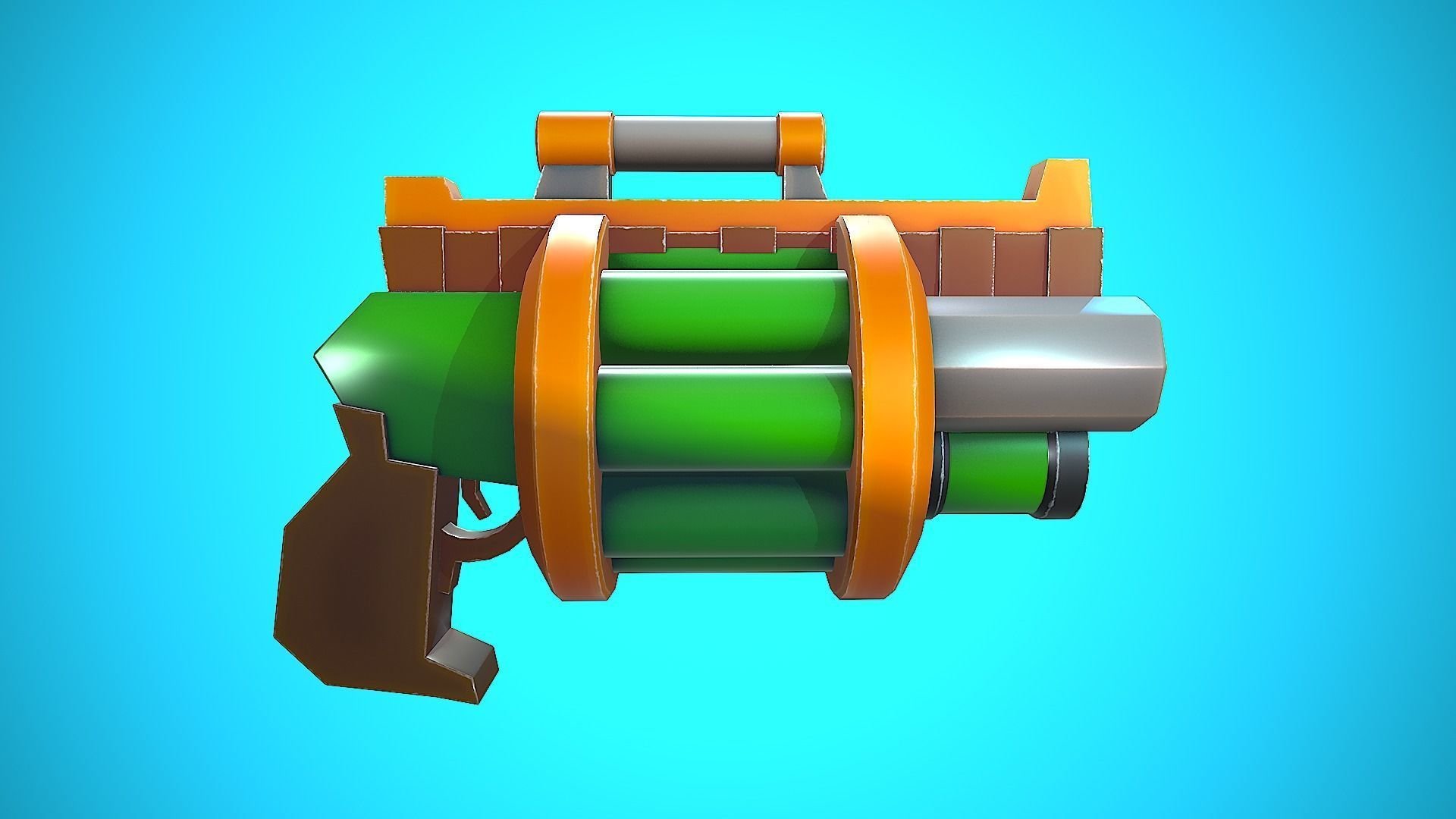 DOUBLE GRENADE LAUNCHER GUN CARTOON STYLIZED Low-poly 3D model_14