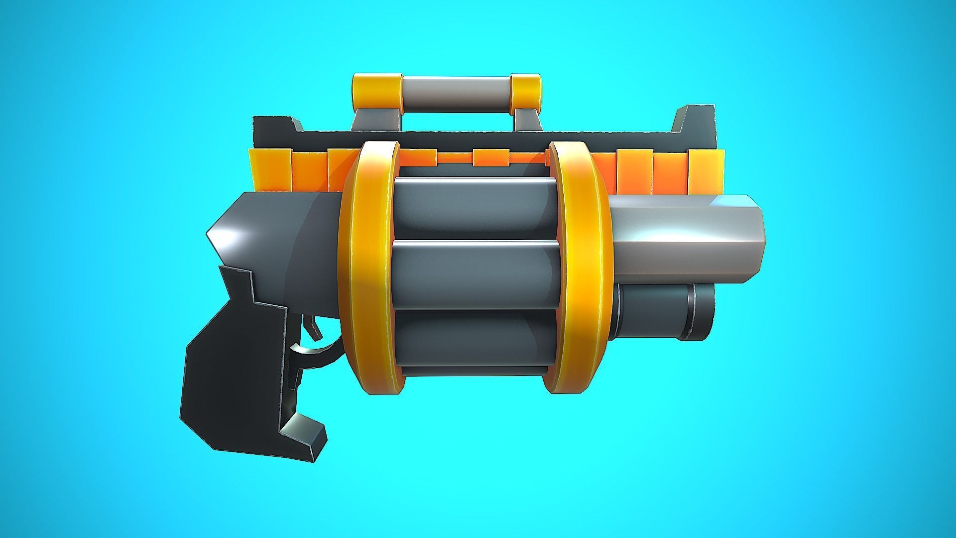 DOUBLE GRENADE LAUNCHER GUN CARTOON STYLIZED Low-poly 3D model_13