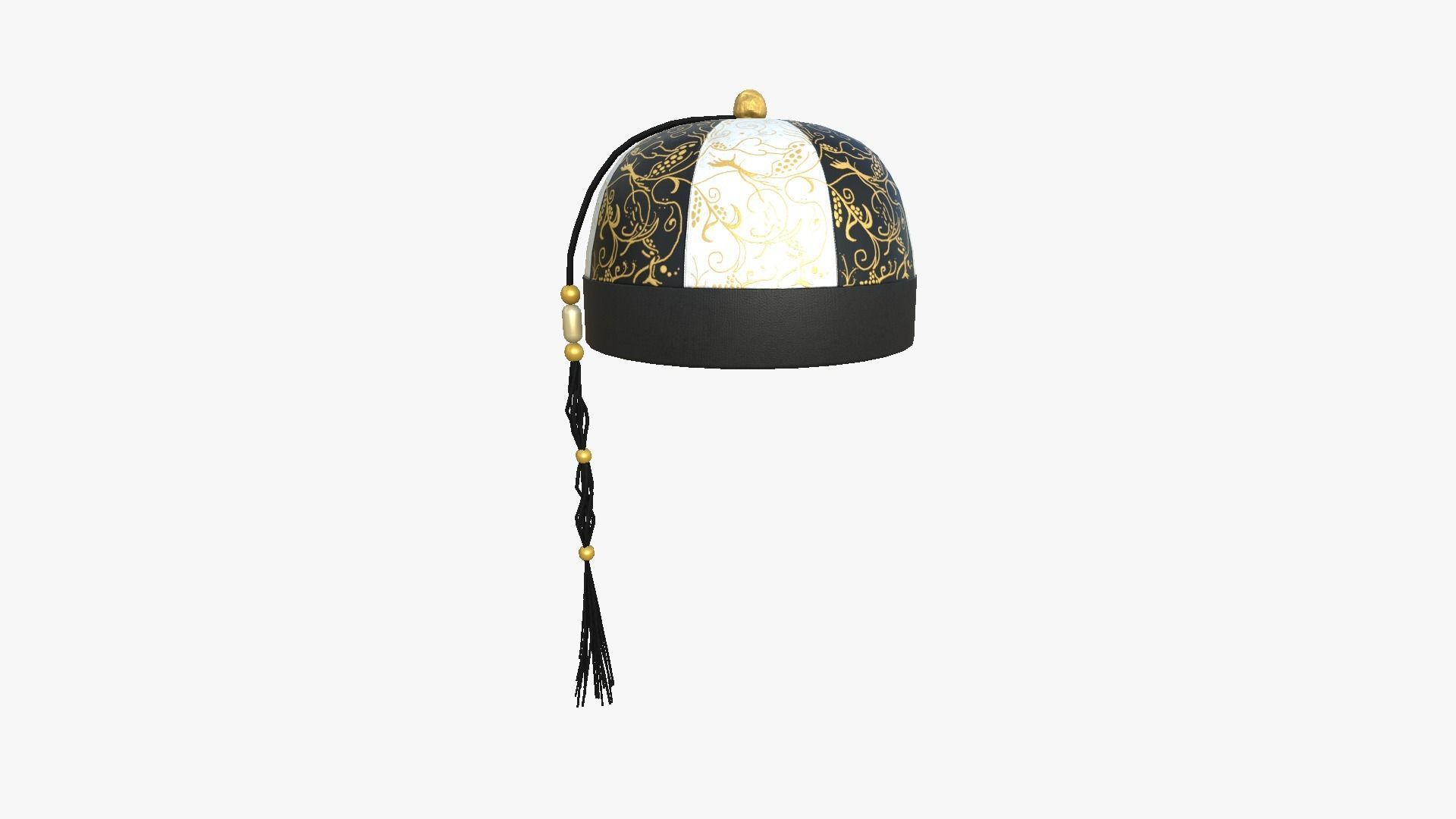 Chinese Traditional Hat A10 Black White - Character Design Low-poly 3D model_3