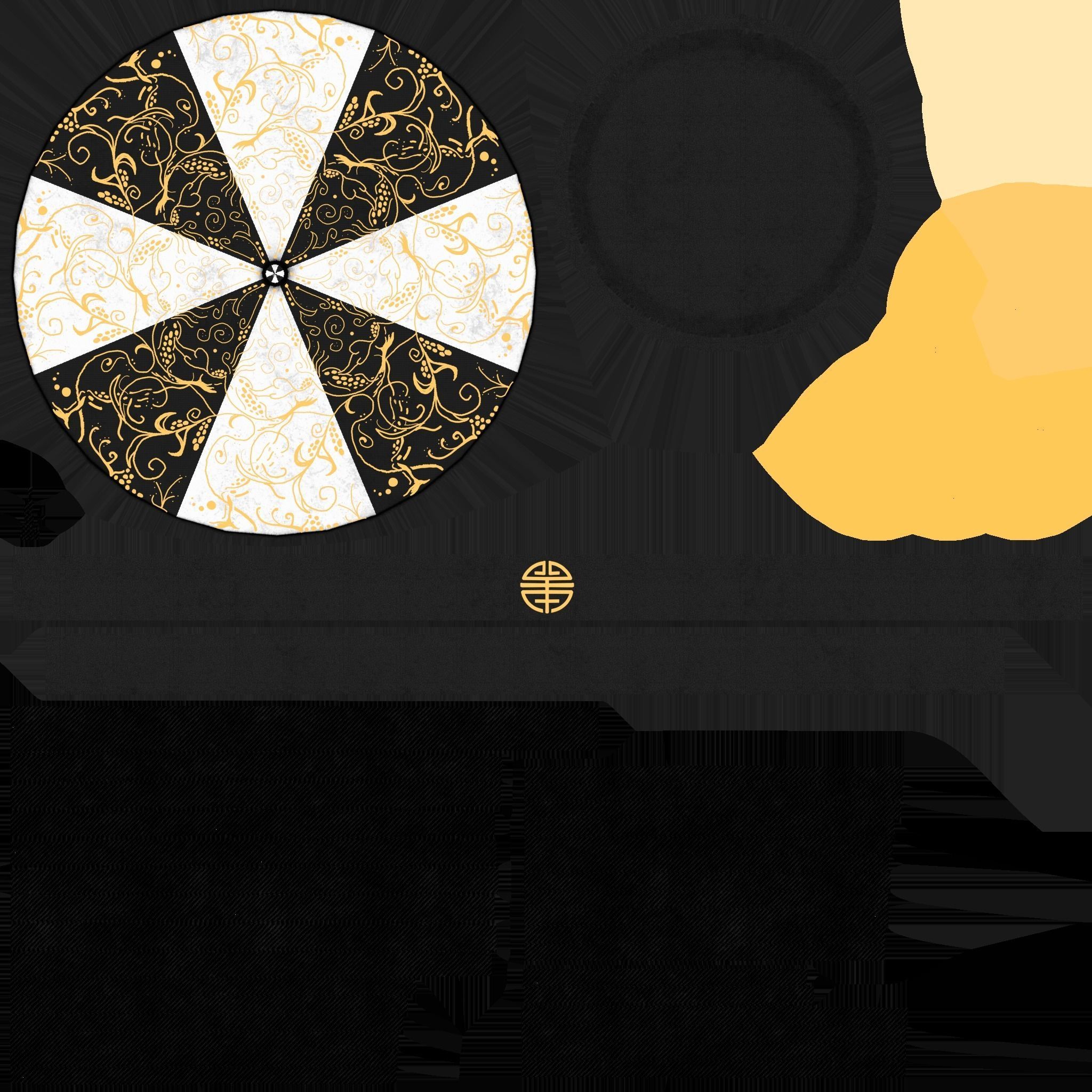 Chinese Traditional Hat A10 Black White - Character Design Low-poly 3D model_22