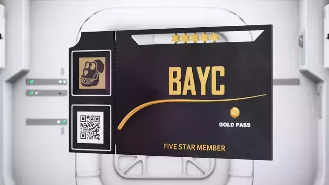 Animated NFT Access Pass Card Template Low-poly 3D model