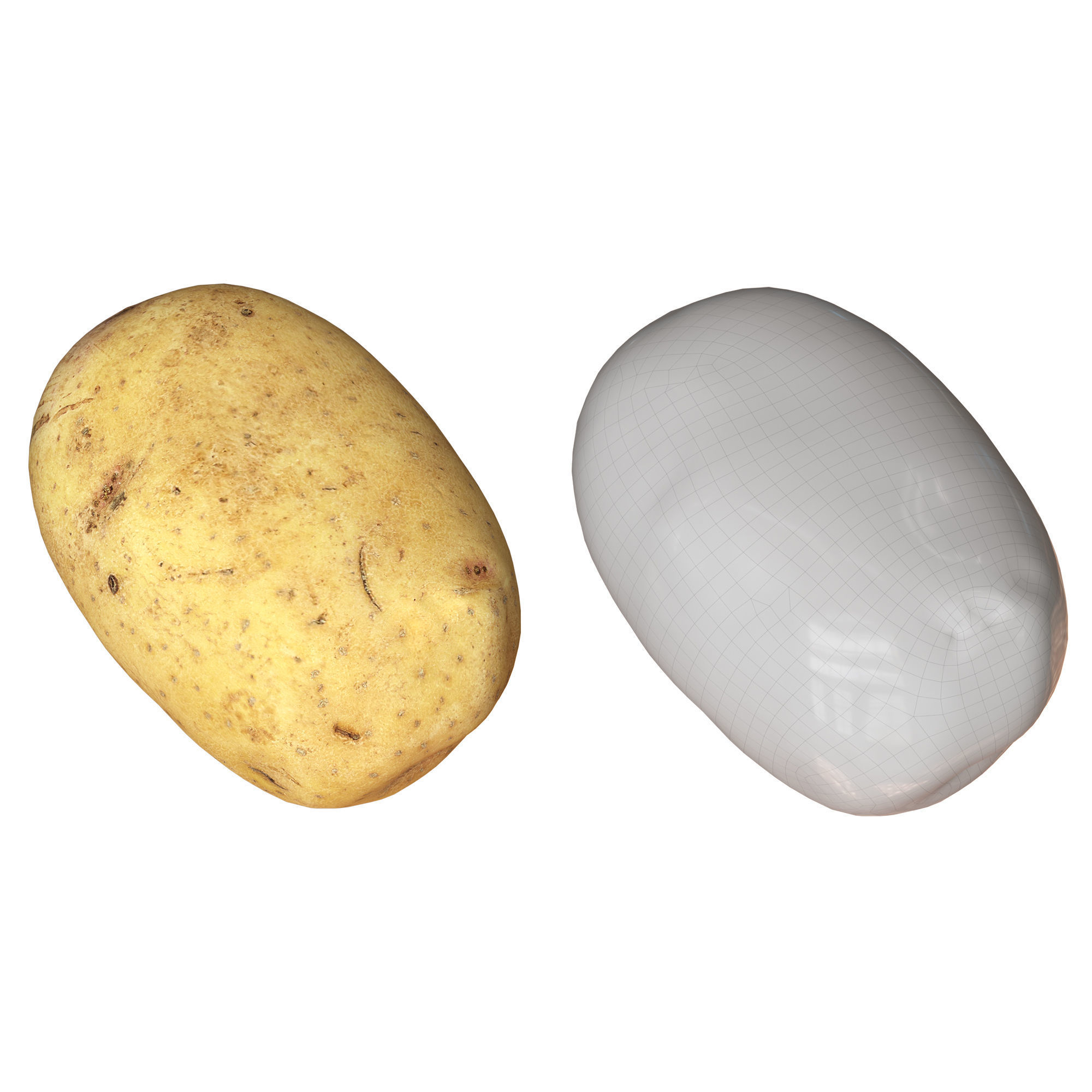 4 Realistic Potato Low-poly 3D model_3
