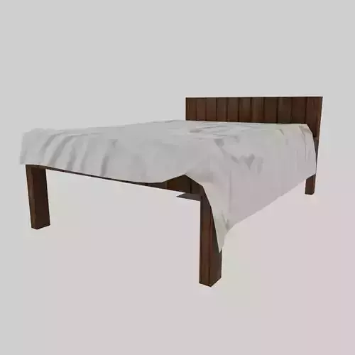 Bed with sheet Low-poly 3D model