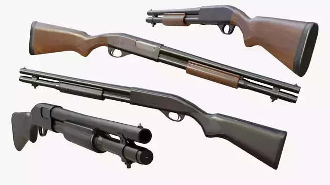 Remington M870 Shotgun Low-poly 3D model