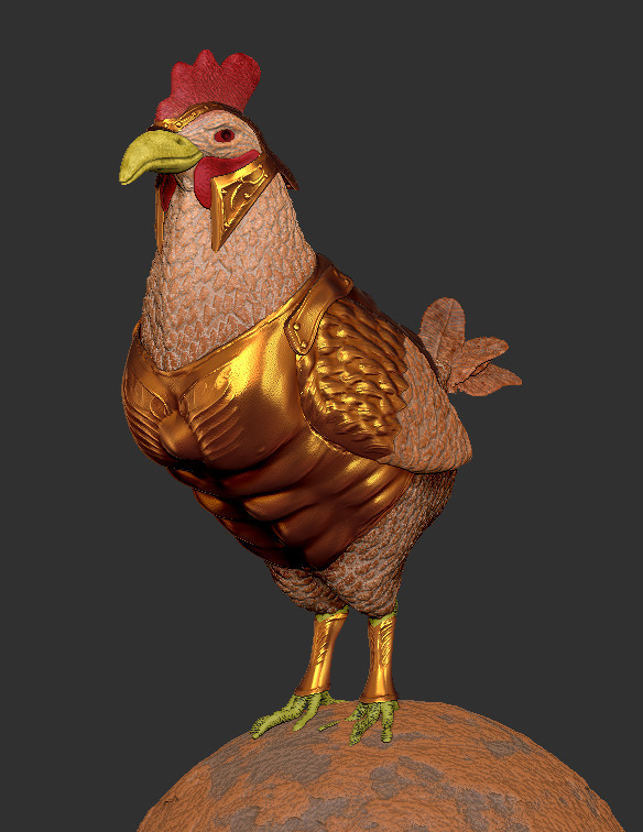 Chicken golden 3D model_1
