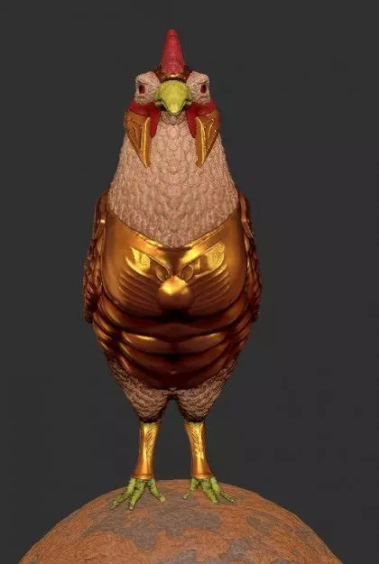 Chicken golden 3D model_0