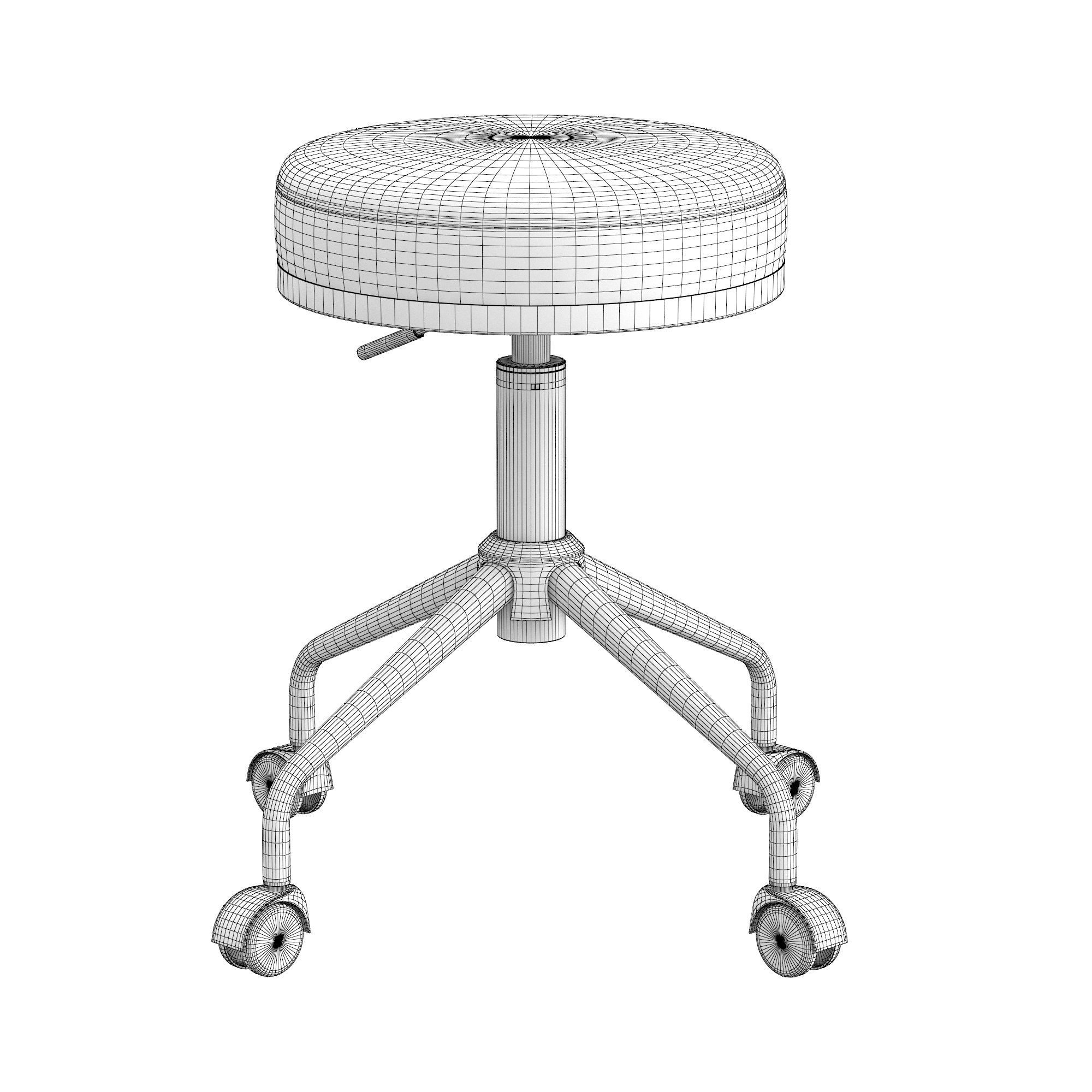 Swivel Rolling Hydraulic Height Adjustable Stool 3D model_4