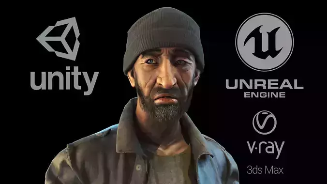 Homeless person Vincent Low-poly 3D model