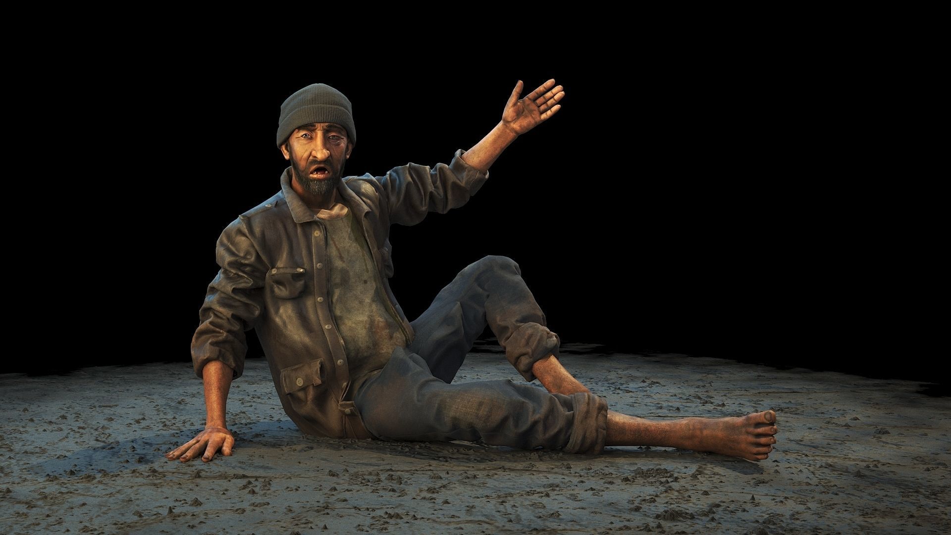 Homeless person Vincent Low-poly 3D model_7