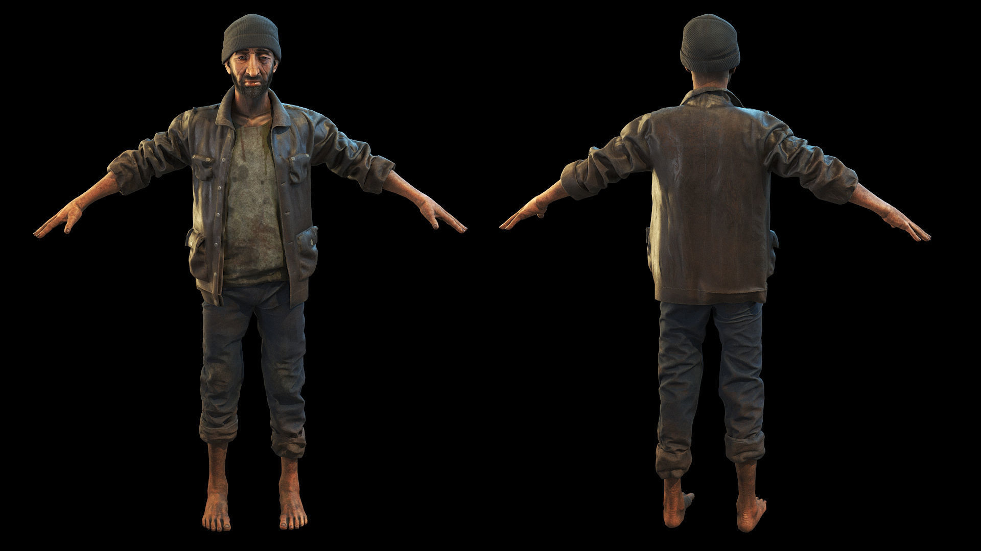 Homeless person Vincent Low-poly 3D model_8
