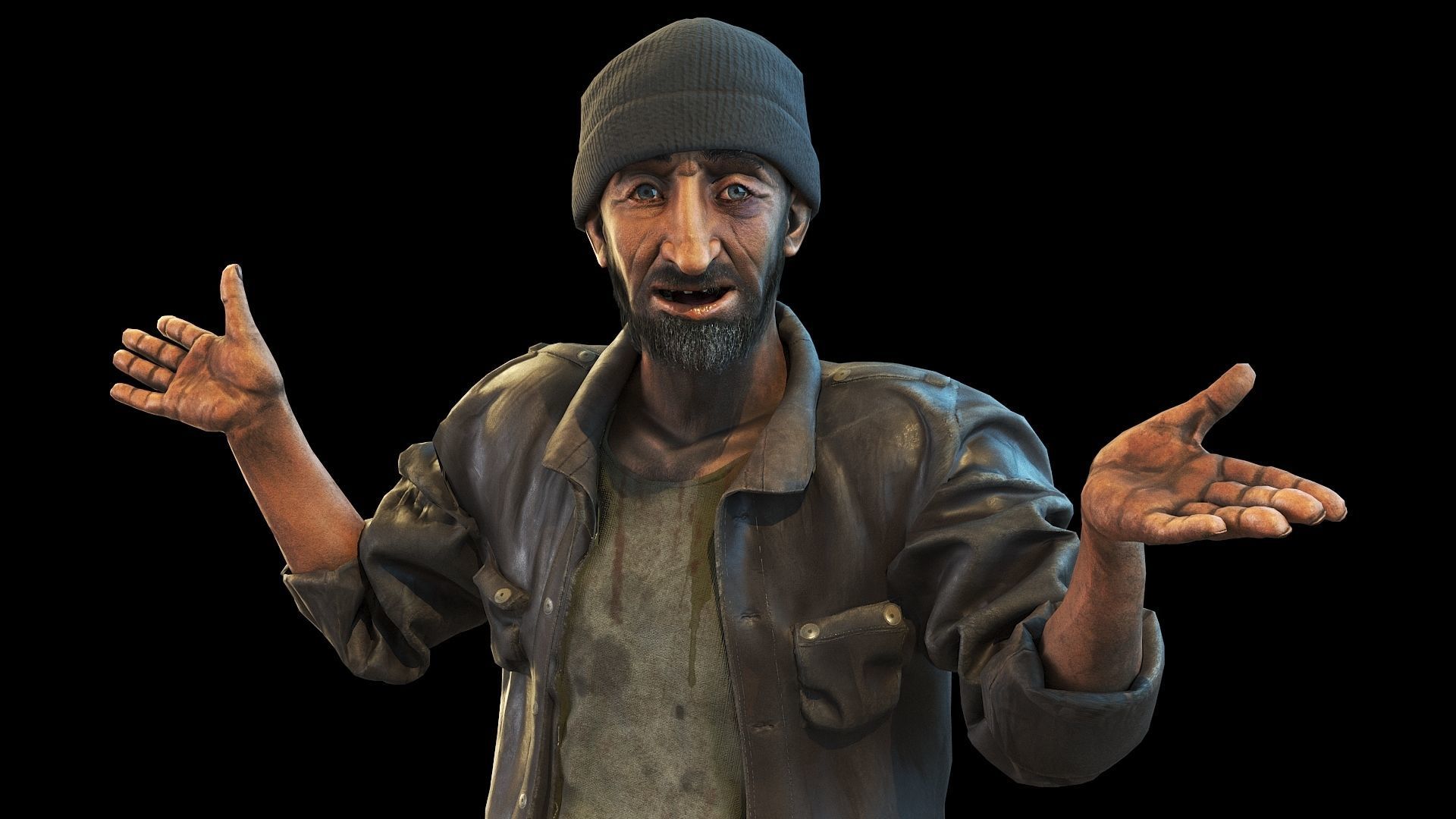 Homeless person Vincent Low-poly 3D model_5