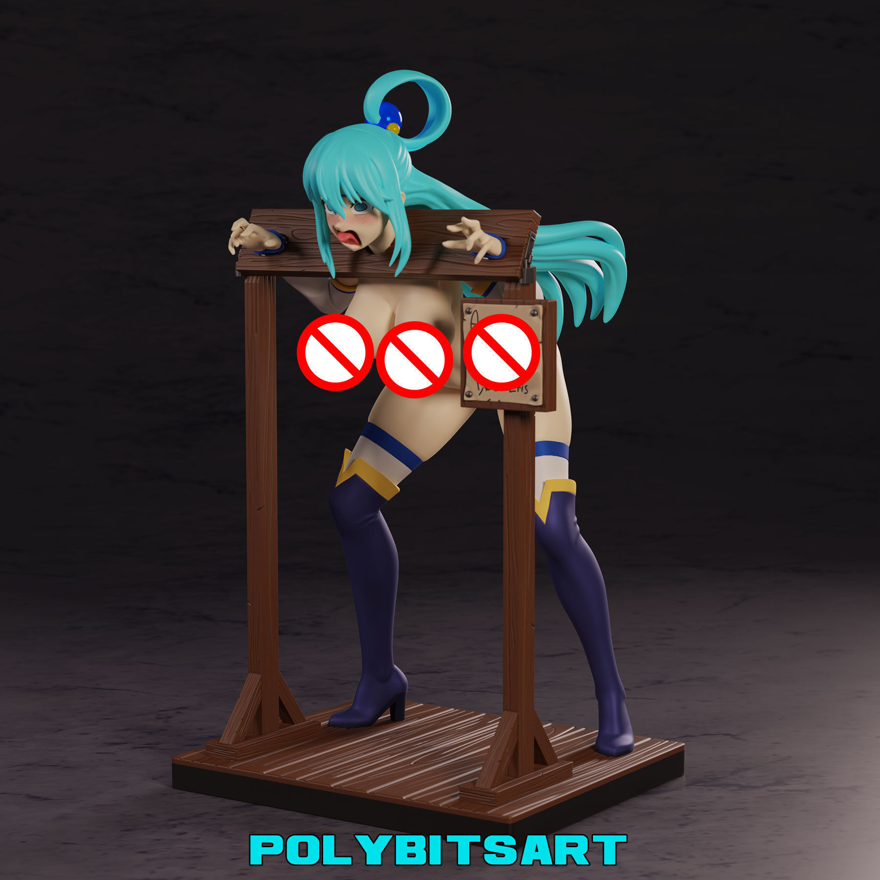 KonoSuba Aqua Pillory Figure 3D print model_5