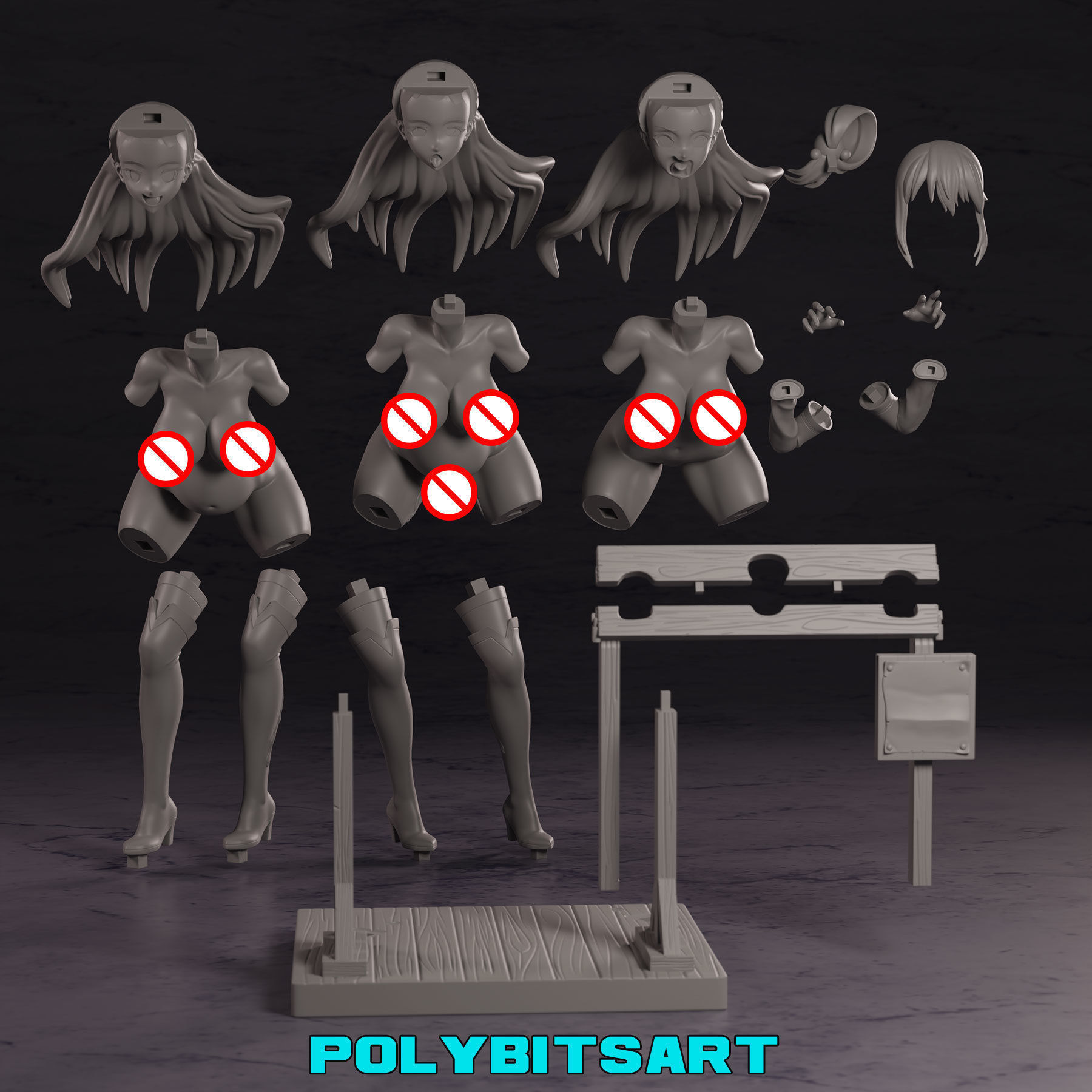 KonoSuba Aqua Pillory Figure 3D print model_6