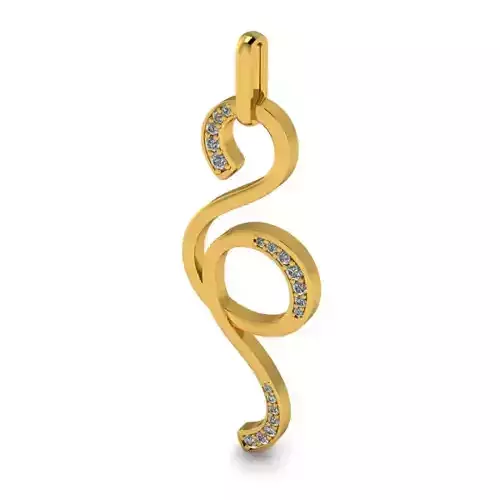 Freeform  Diamond Micro Pave Pendant Necklace 3D model