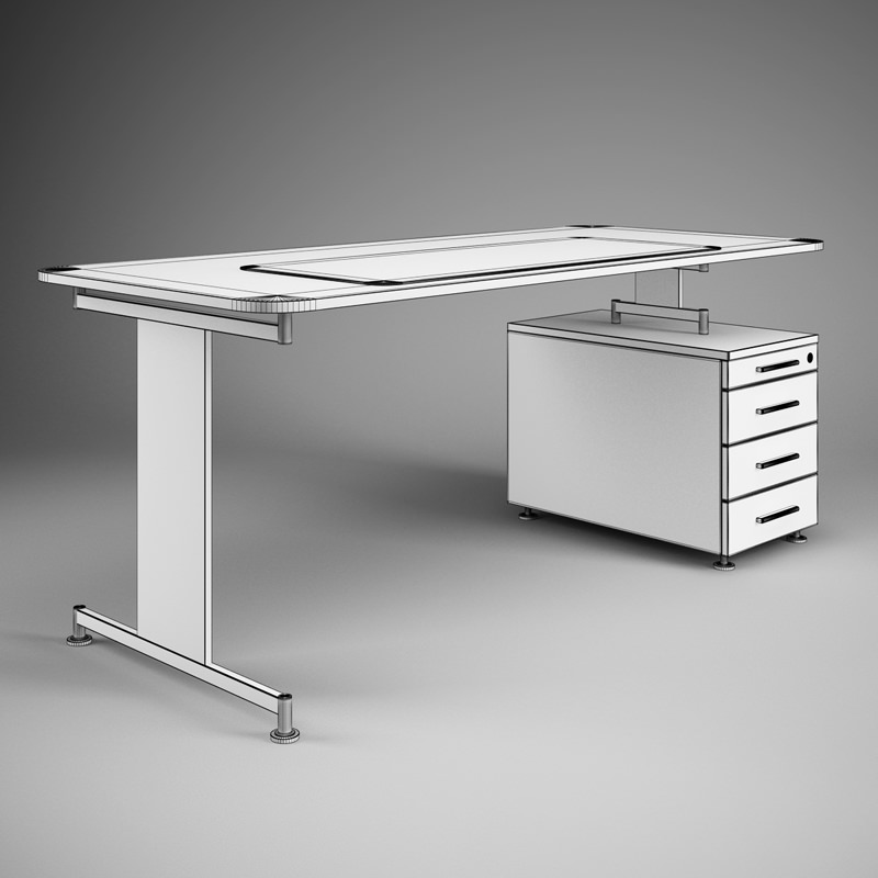 Office Desk Workstation 41 3D model_1