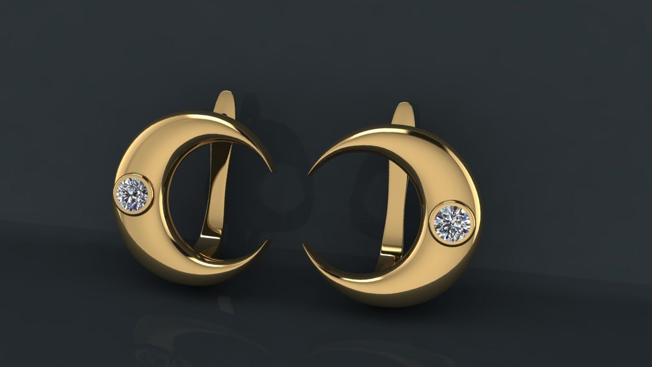 month earring 3D print model_2