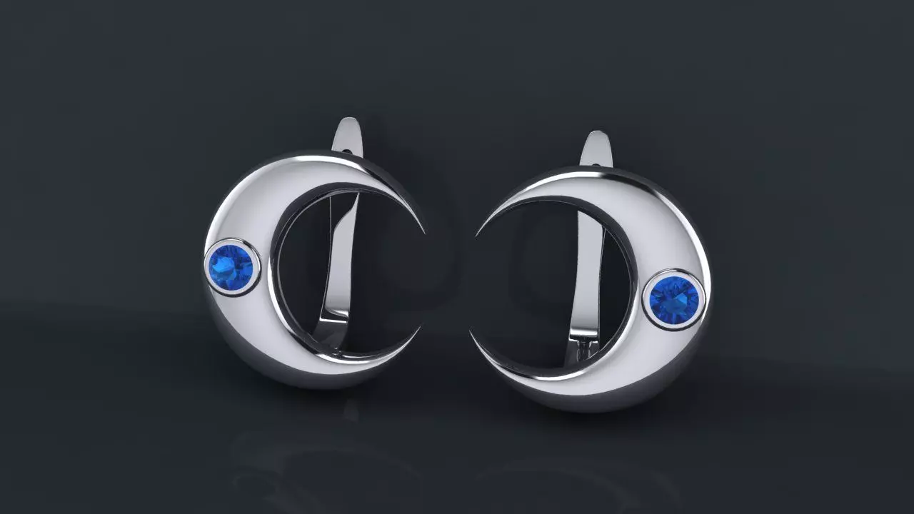 month earring 3D print model_0