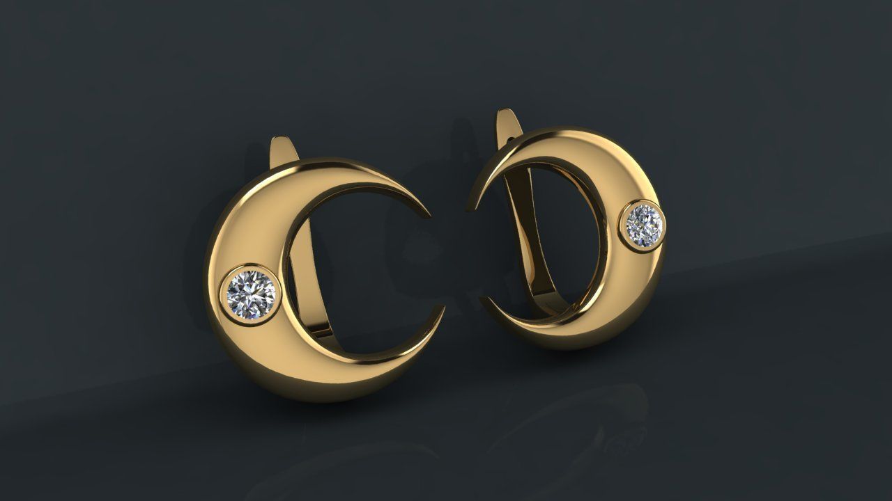 month earring 3D print model_3